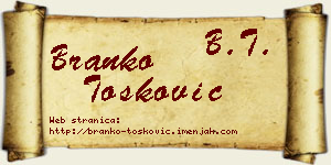 Branko Tošković vizit kartica